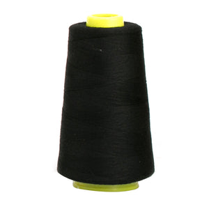 Ranjaner 3000 Yard Spools Black Sewing Thread All Purpose 100% Spun Polyester Overlock Cone (Upholstery, Canvas, Drapery, Beading, Quilting)