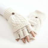 EMVANV Women Knitted Soft Gift Gloves Hand Warmer Half Finger Autumn Winter Flip 1 Pair