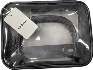 NINEFOX 2 Layer Large Handle Makeup Bag With Zipper Travel Lipsticks Clear Waterprooof