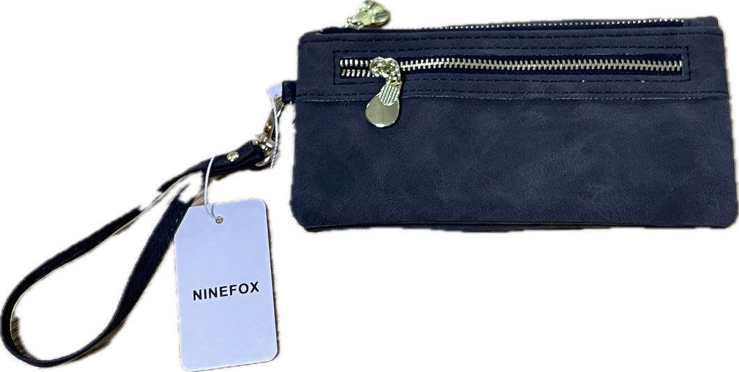 NINEFOX Storage For Women Shopping PU Leather Long Wallet With Wrist Strap Card Holder