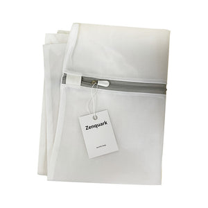 Zenquark Mesh Laundry Bag with Built in Zipper for Delicates – Medium, 12" x 16", White