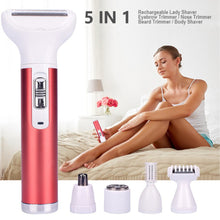 Load image into Gallery viewer, QWLWBU 5 in 1 Rechargeable Razor Painless Nose Hair Trimmer Body Epilator
