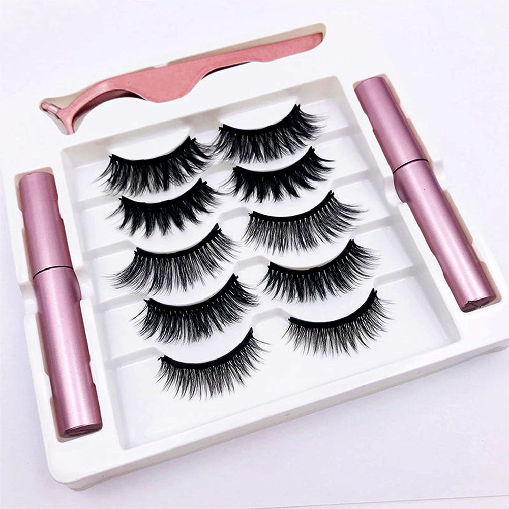 QWLWBU Magnetic Eyelashes with Eyeliner Kit 5 pairs Magnetic Lashes