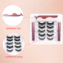 Load image into Gallery viewer, QWLWBU Magnetic Eyelashes with Eyeliner Kit 5 pairs Magnetic Lashes
