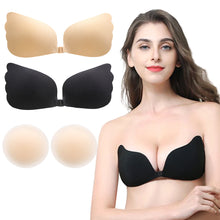 Load image into Gallery viewer, QWLWBU 2-Pack Sticky Push Up Backless Invisible Bra With Nipple Cover
