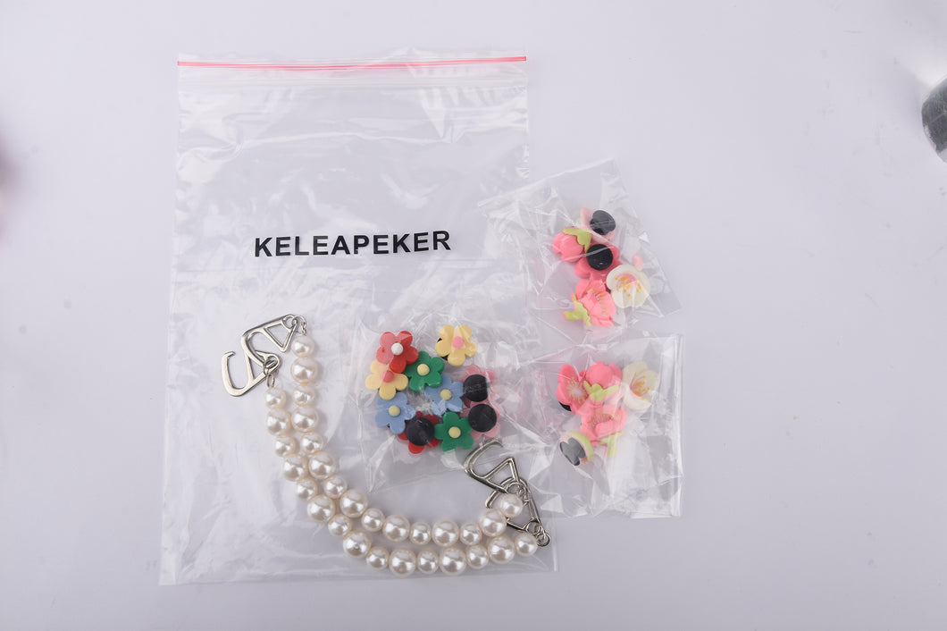 KELEAPEKER 22pcs Women Pearl Chain DIY Clog Kids Adults Cute Easy Install Shoe Charm Set
