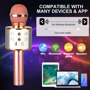 QWLWBU 4 in 1 Handheld Wireless Portable Home KTV Karaoke Machine Speaker