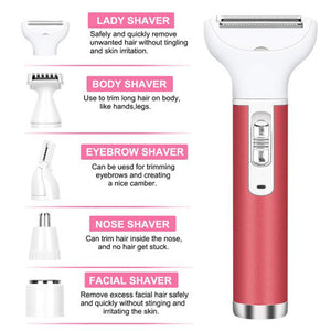 QWLWBU 5 in 1 Rechargeable Razor Painless Nose Hair Trimmer Body Epilator