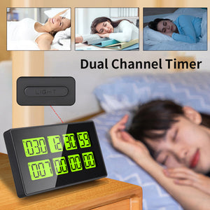 QWLWBU Dual Channel Mini Incubation Time Reminder Backlight Magnetic Back